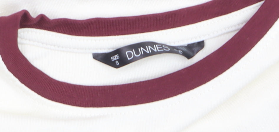 Dunnes Women Ivory Long Sleeve Ringer T-Shirt Size S