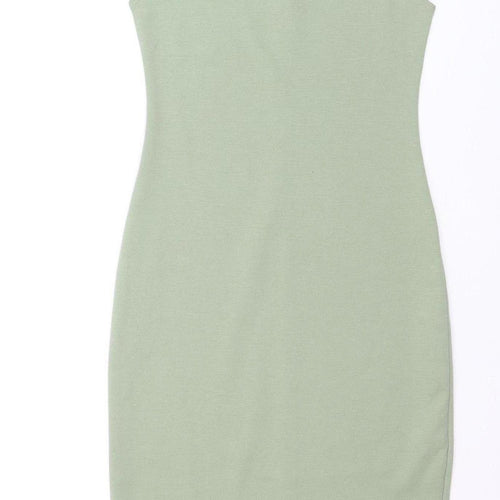 Zara Women Green Bodycon Jersey Sleeveless Dress Size 8