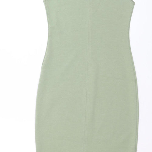 Zara Women Green Bodycon Jersey Sleeveless Dress Size 8