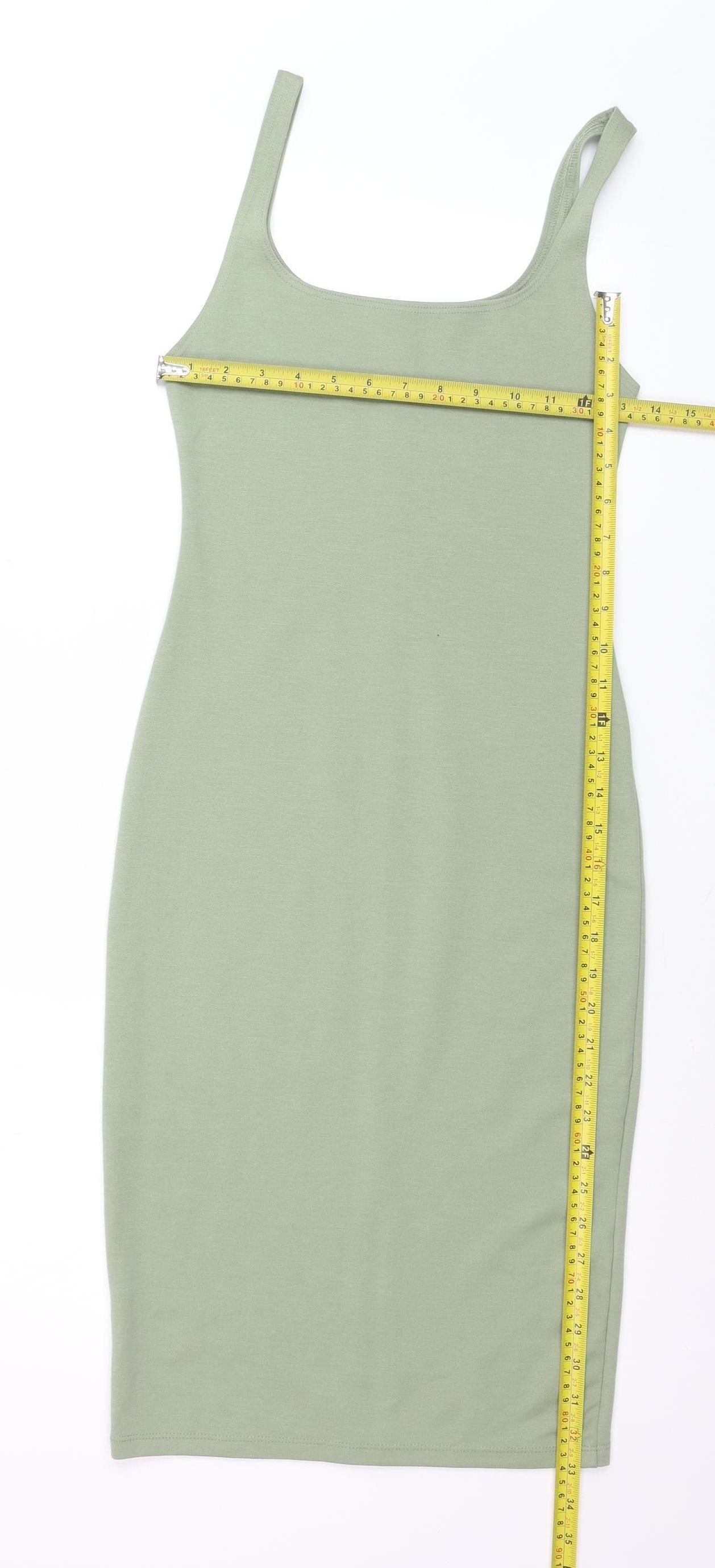 Zara Women Green Bodycon Jersey Sleeveless Dress Size 8