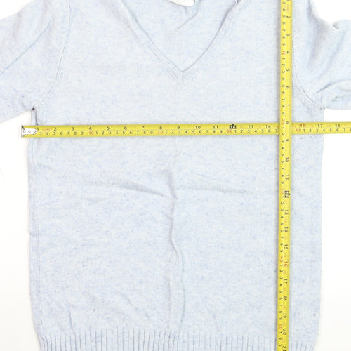 Vila Women Blue V-Neck Long Sleeve Knit Jumper Size 12