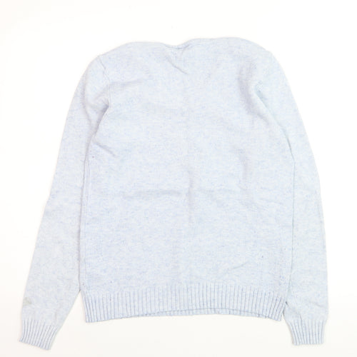 Vila Women Blue V-Neck Long Sleeve Knit Jumper Size 12