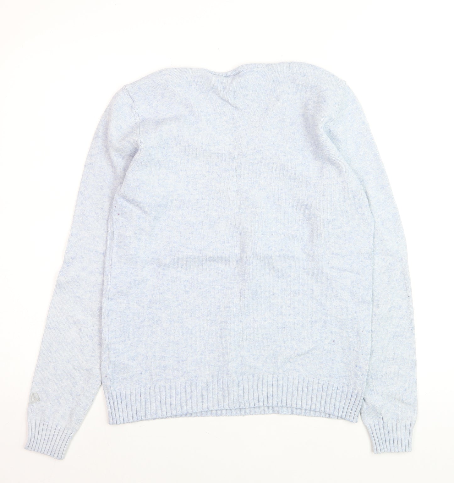 Vila Women Blue V-Neck Long Sleeve Knit Jumper Size 12