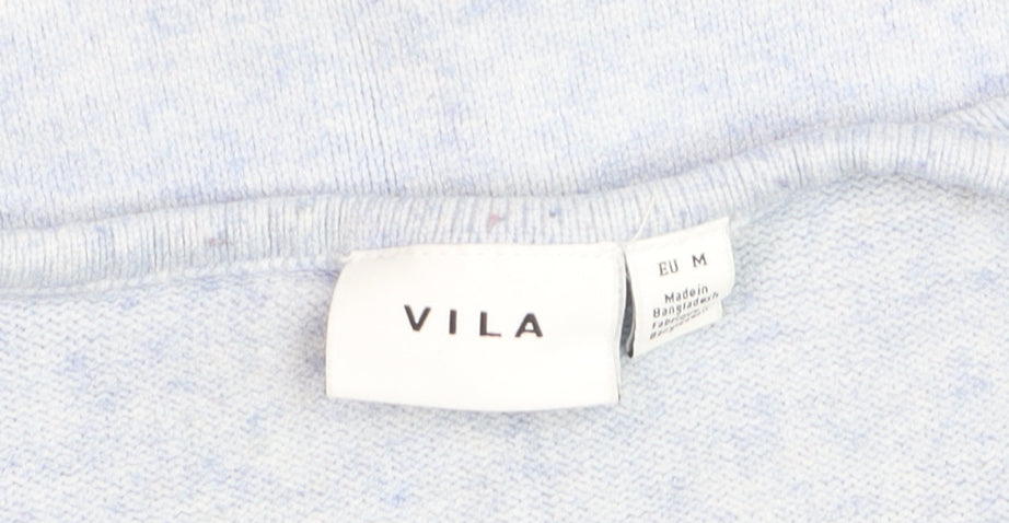 Vila Women Blue V-Neck Long Sleeve Knit Jumper Size 12