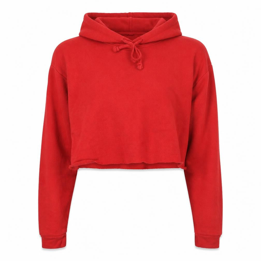 Front view of Tally Weijl women’s red cropped pullover hoodie, size M