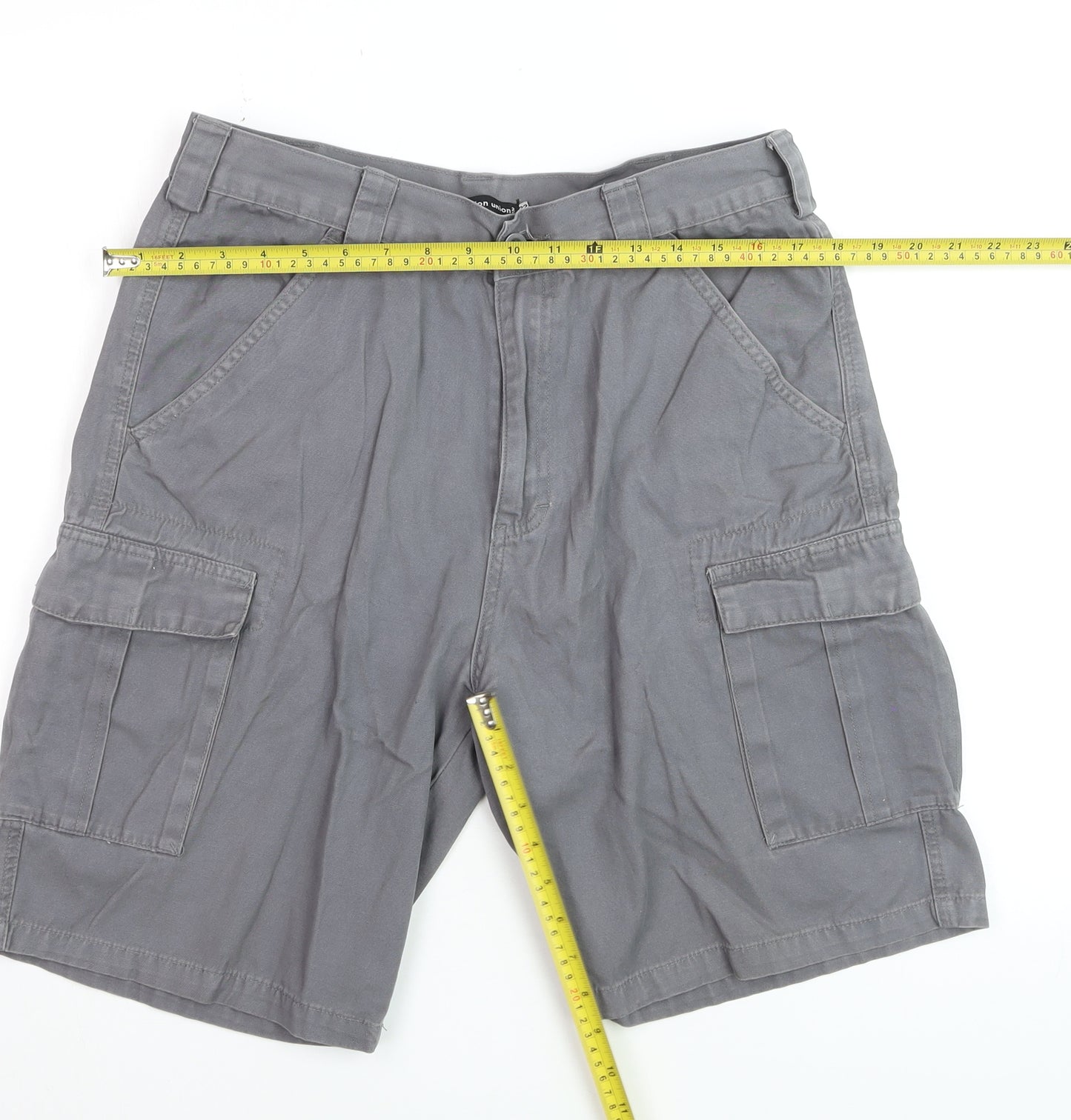 Fashion Union Men Grey Size 32 Cargo Shorts Cotton Casual