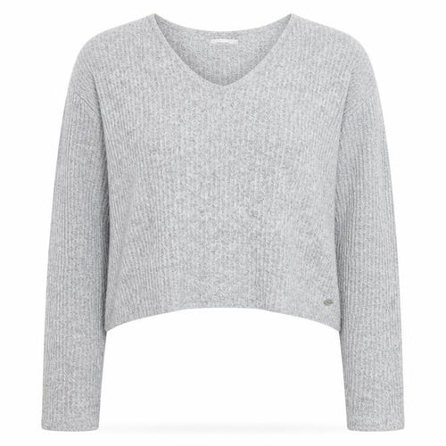 Pull&Bear Womens Grey Waffle-Knit V-Neck Jumper Size 12