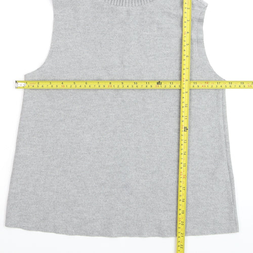 Zara Women Grey Roll Neck Sleeveless Vest Jumper Size S