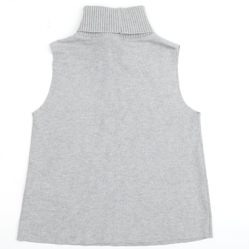 Zara Women Grey Roll Neck Sleeveless Vest Jumper Size S