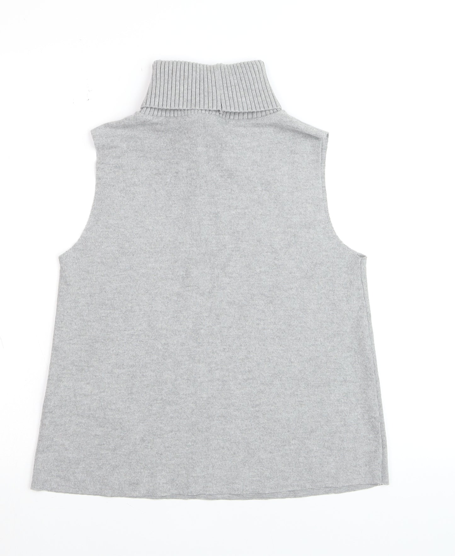 Zara Women Grey Roll Neck Sleeveless Vest Jumper Size S