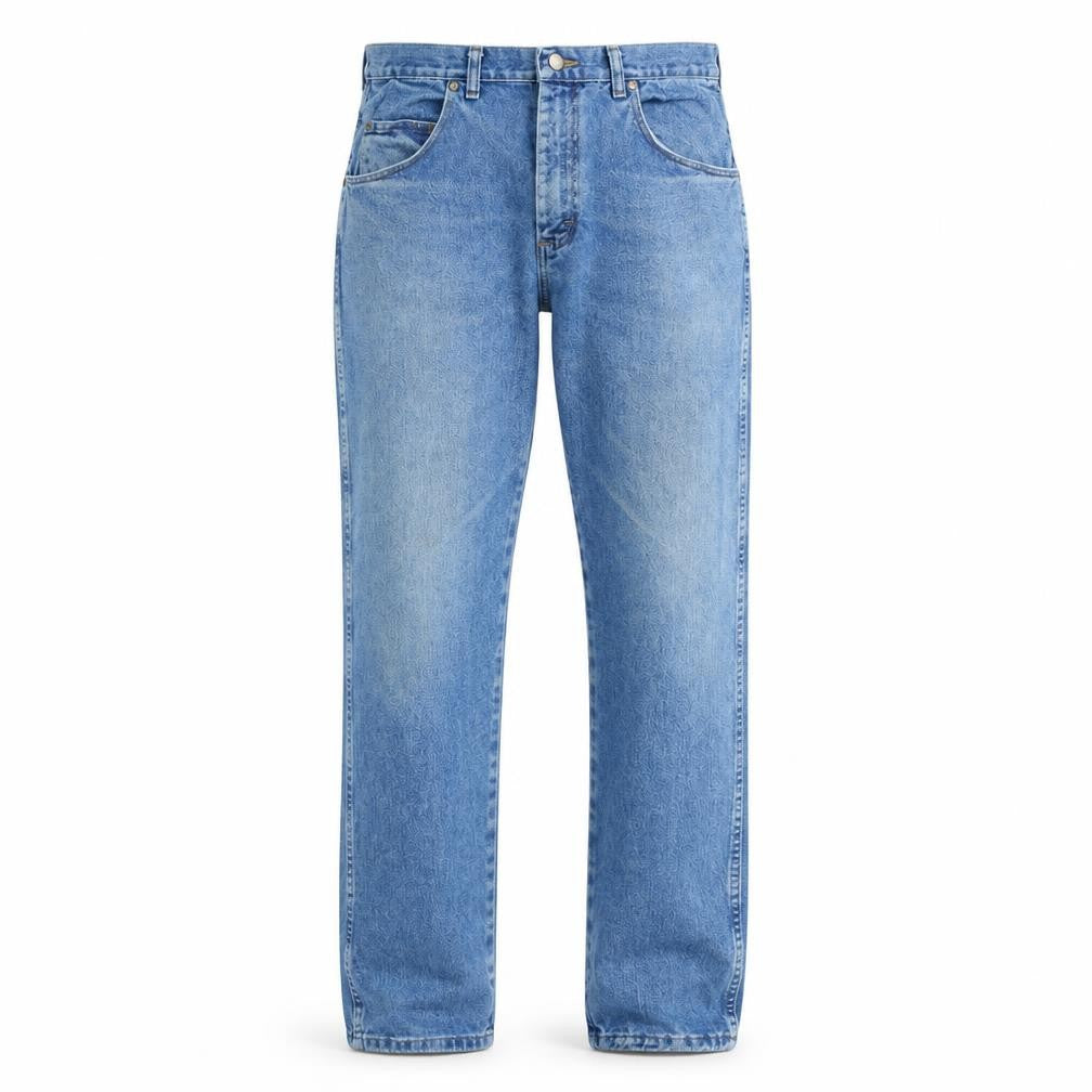 Wrangler Men Blue 35x32 Straight Fit Denim Jeans Classic Style