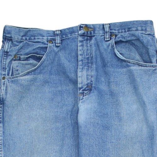 Wrangler Men Blue 35x32 Straight Fit Denim Jeans Classic Style