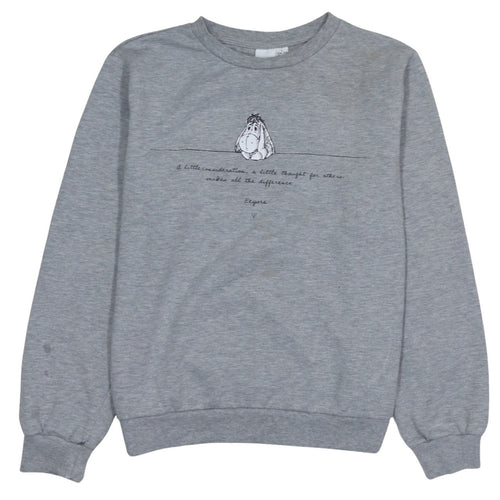Disney Eeyore Unisex Grey Pullover Sweatshirt L Graphic Print