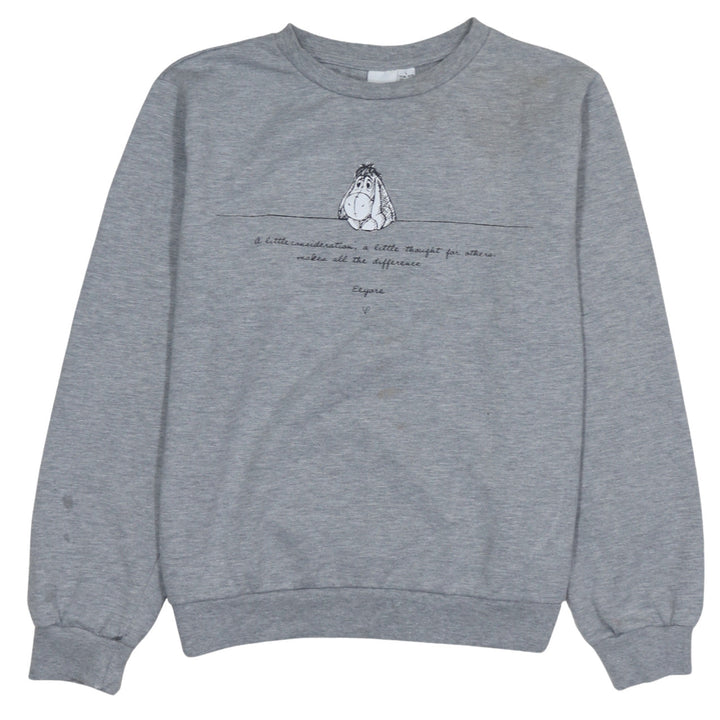 Disney Eeyore Unisex Grey Pullover Sweatshirt L Graphic Print
