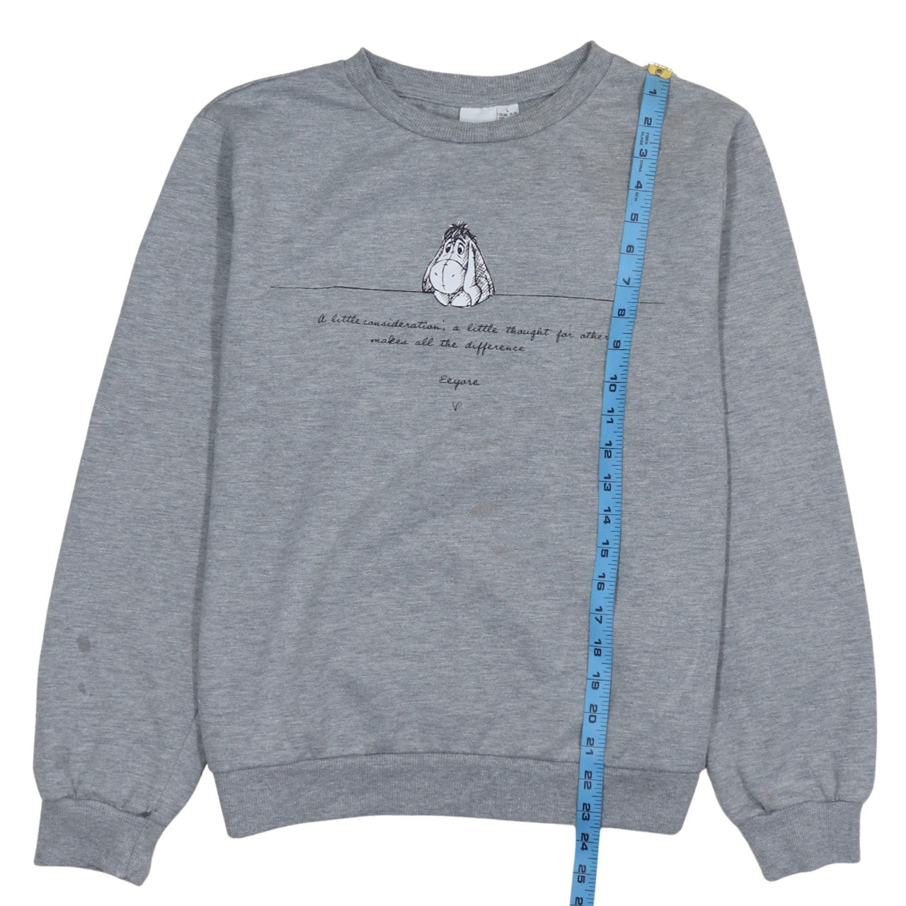 Disney Eeyore Unisex Grey Pullover Sweatshirt L Graphic Print