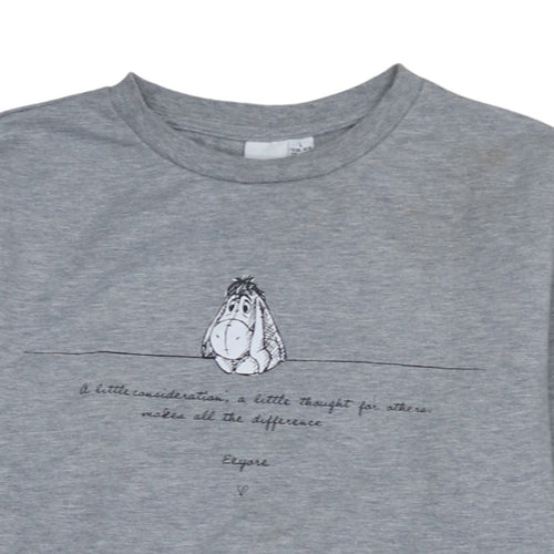 Disney Eeyore Unisex Grey Pullover Sweatshirt L Graphic Print
