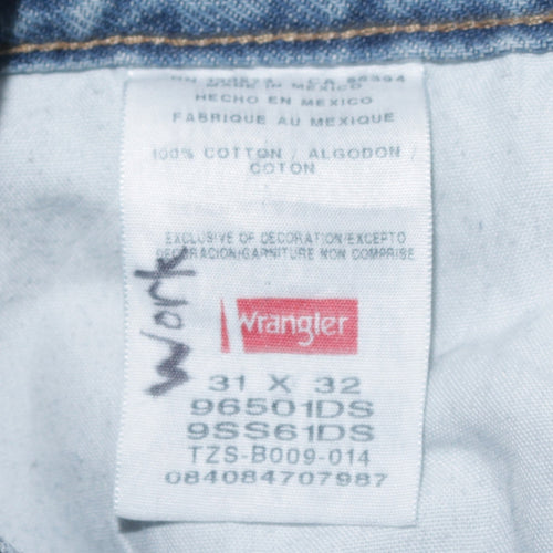Wrangler Men's Blue Straight Leg Denim Jeans 31x32 Regular Fit