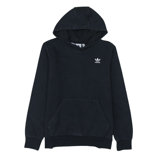 Adidas Boys Black Pullover Hoodie Size 13-14 Years Logo Cotton Blend