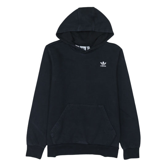 Adidas Boys Black Pullover Hoodie Size 13-14 Years Logo Cotton Blend