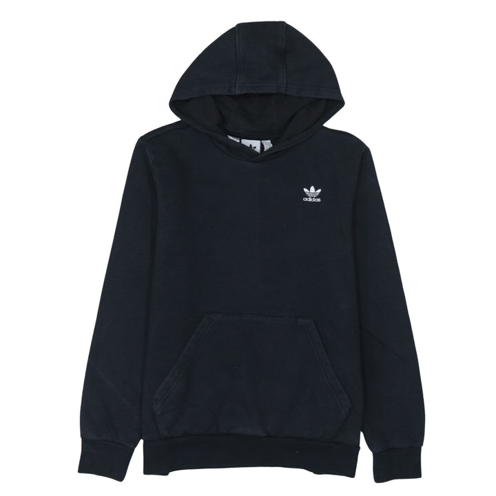 Adidas Boys Black Pullover Hoodie Size 13-14 Years Logo Cotton Blend