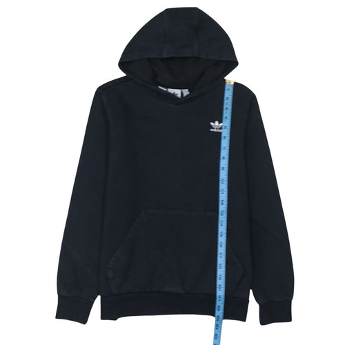 Adidas Boys Black Pullover Hoodie Size 13-14 Years Logo Cotton Blend