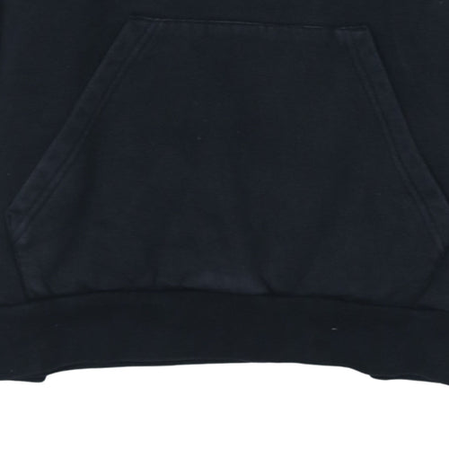 Adidas Boys Black Pullover Hoodie Size 13-14 Years Logo Cotton Blend