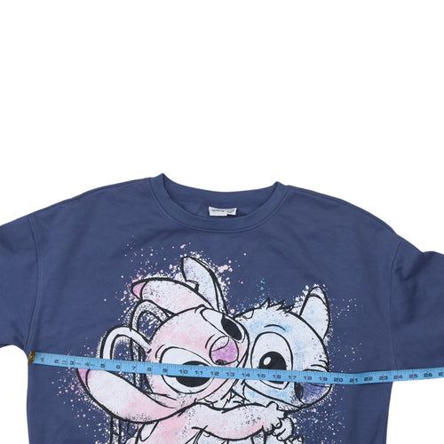 Disney Primark Cares Womens Blue Stitch Sweatshirt L 14/16 Pullover
