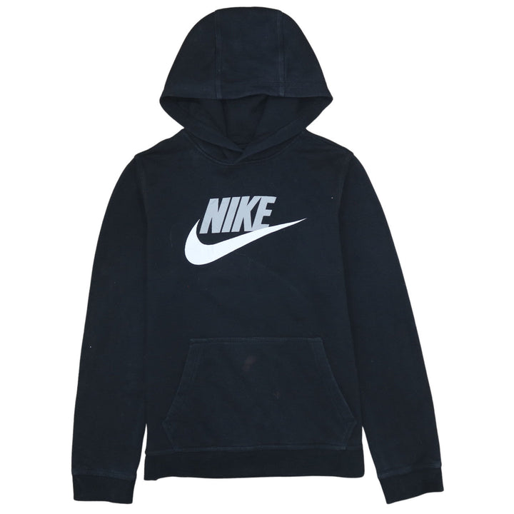 Nike Boys Black XL Pullover Hoodie with Logo Print