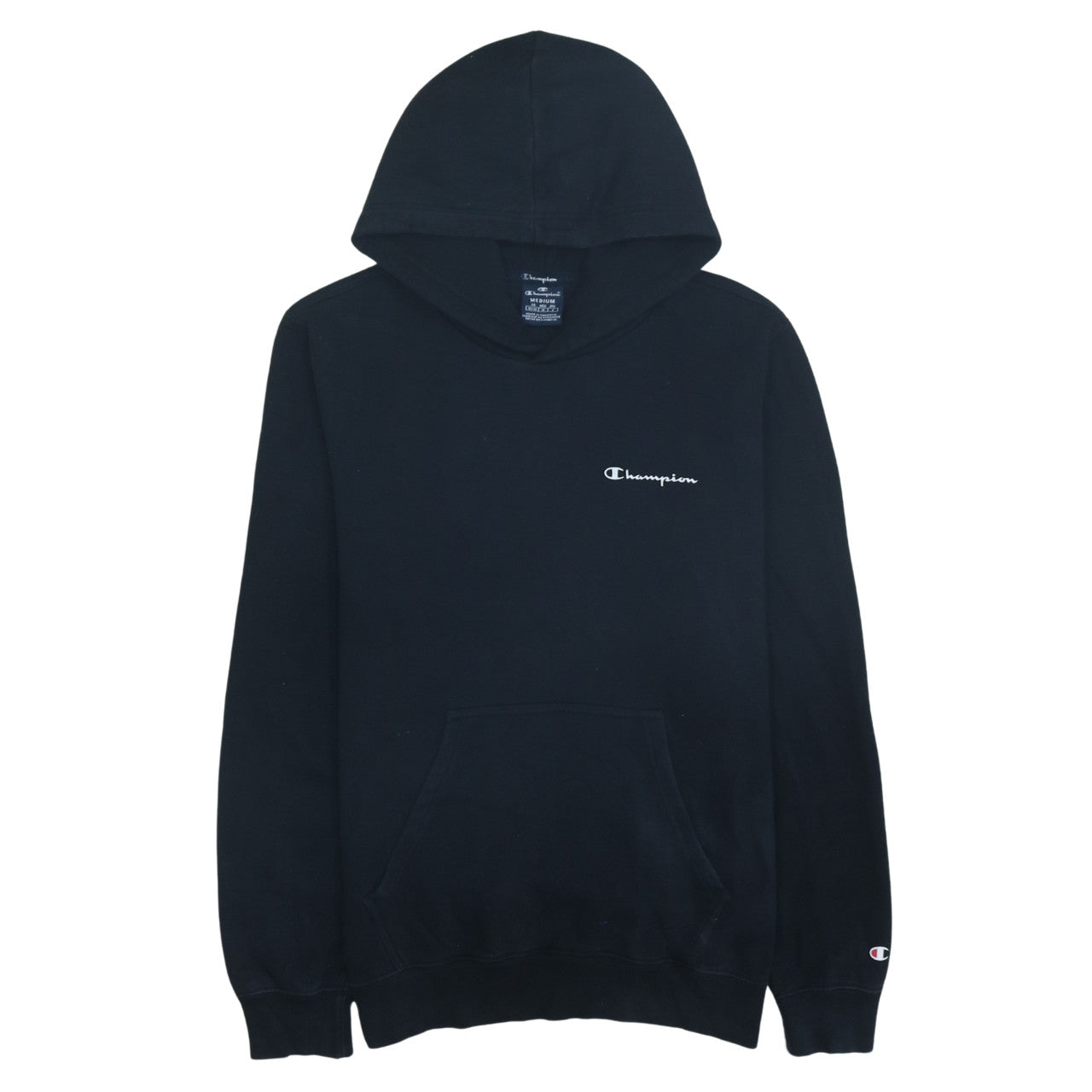 Champion Men's Black Pullover Hoodie Medium Logo Fleece Sweatshirt