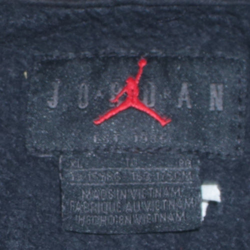 Jordan Boys Black Pullover Hoodie XL - Embroidered Logo Cotton Blend
