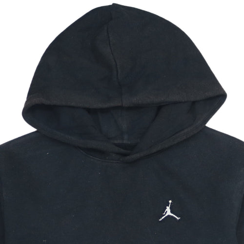 Jordan Boys Black Pullover Hoodie XL - Embroidered Logo Cotton Blend