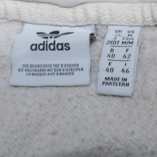 Adidas Women’s White Pullover Hoodie Size 14 Fleece Cotton Blend