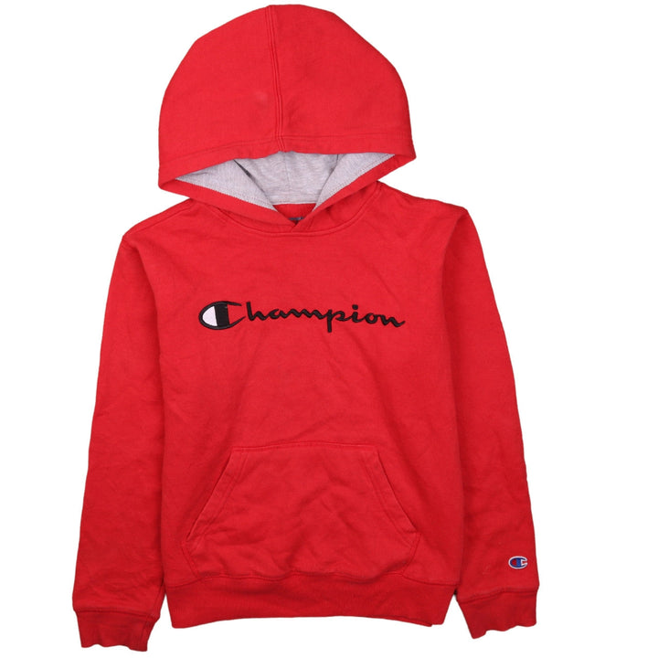 Champion Womens Red Pullover Hoodie Size L Embroidered Logo Sweatshirt