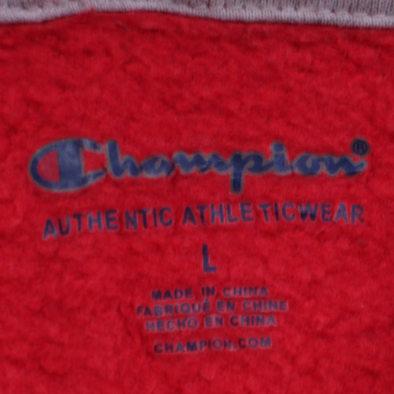 Champion Womens Red Pullover Hoodie Size L Embroidered Logo Sweatshirt
