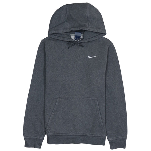Nike Womens Grey Pullover Hoodie Small Logo Hooded Sweatshirt