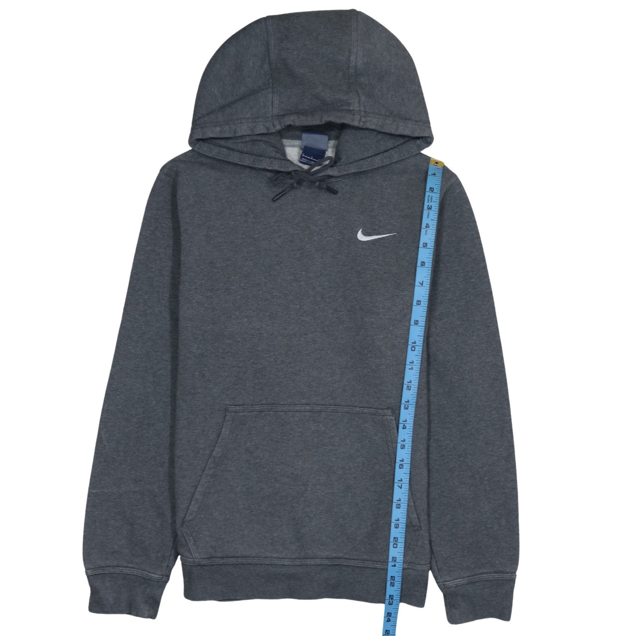 Nike Womens Grey Pullover Hoodie Small Logo Hooded Sweatshirt