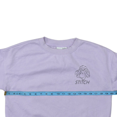 Disney Primark Women Lilac Stitch Sweatshirt XS Pullover Crew Neck