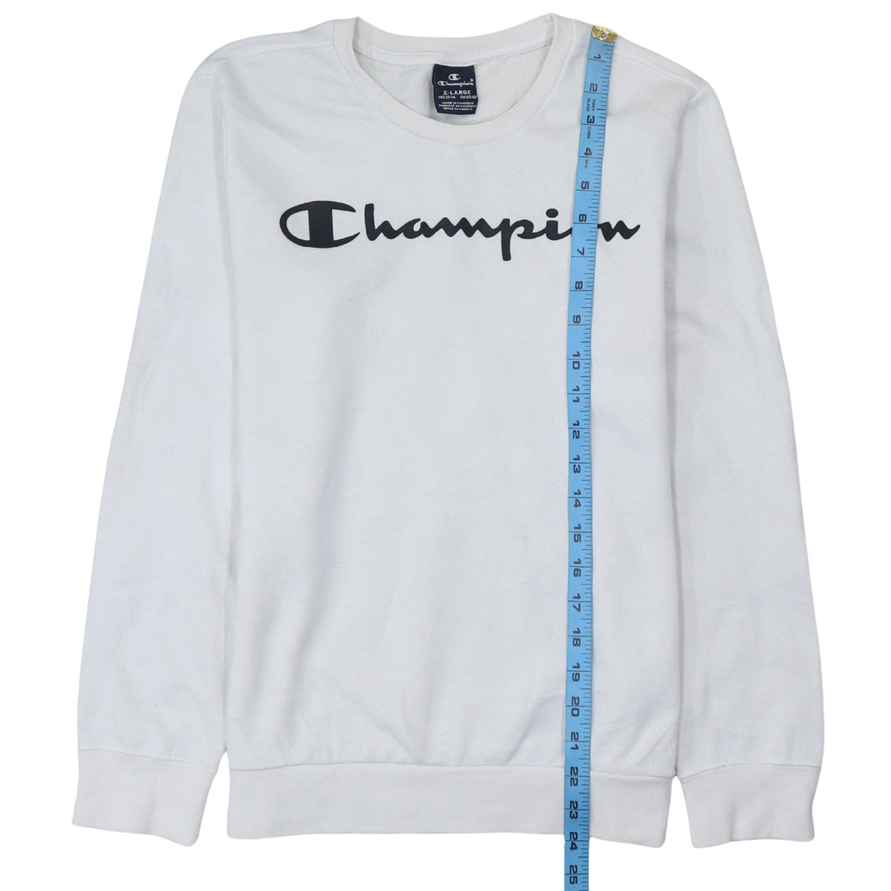 Champion Boys White Sweatshirt XL 13-14 Years Crew Neck Long Sleeve Pullover