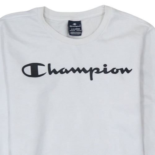 Champion Boys White Sweatshirt XL 13-14 Years Crew Neck Long Sleeve Pullover