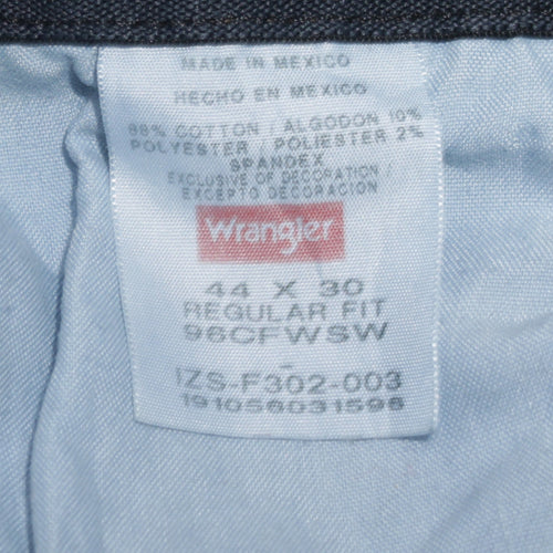 Wrangler Men Blue 44x30 Regular Fit Straight Denim Jeans