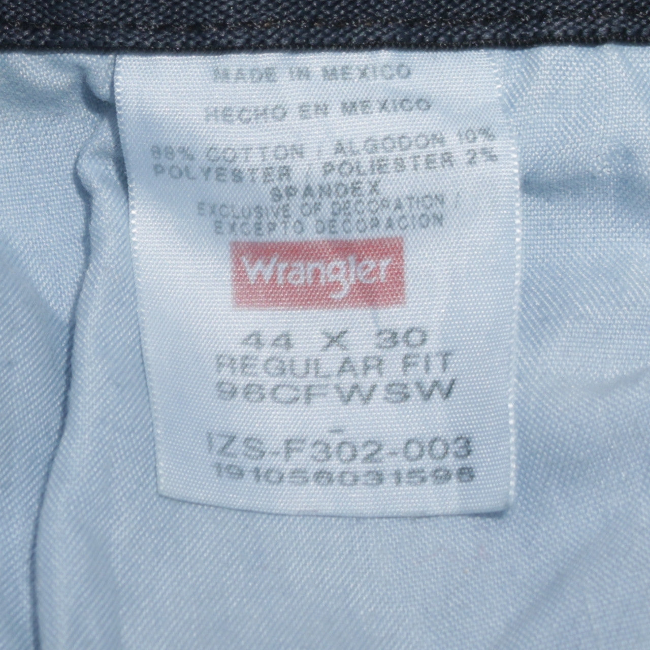 Wrangler Men Blue 44x30 Regular Fit Straight Denim Jeans