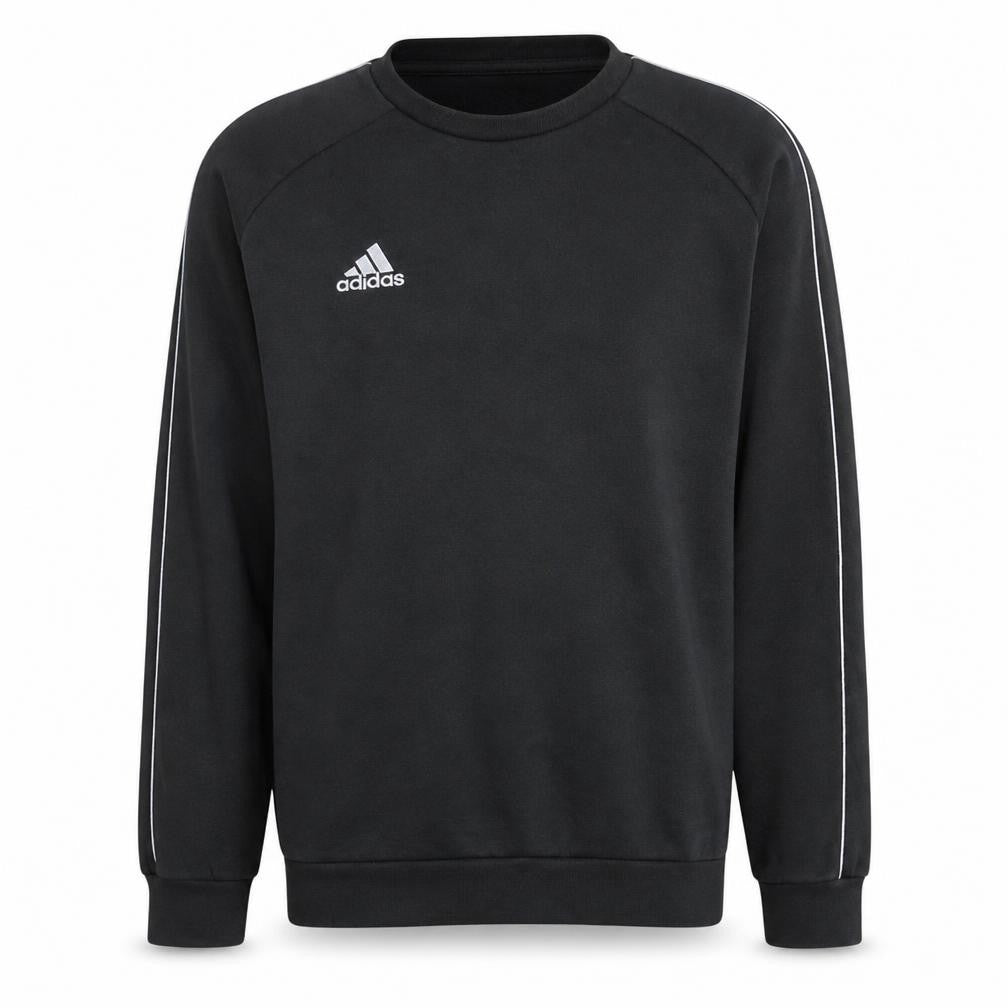 Front view of Adidas Men's Black XL Crew Neck Pullover Sweatshirt Sports Style