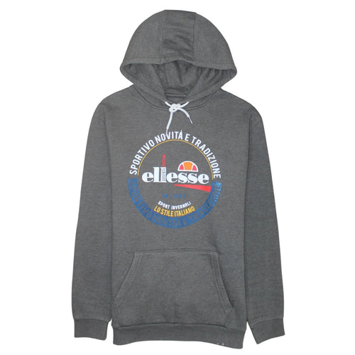 Ellesse Men's Grey Pullover Hoodie Size M Graphic Logo Sportswear