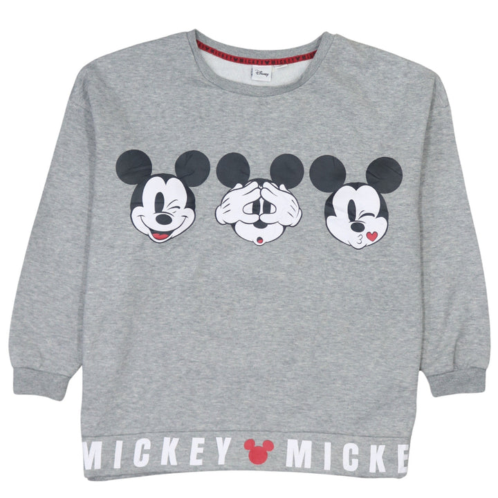 Disney Women Grey Mickey Mouse Graphic Pullover Sweatshirt L