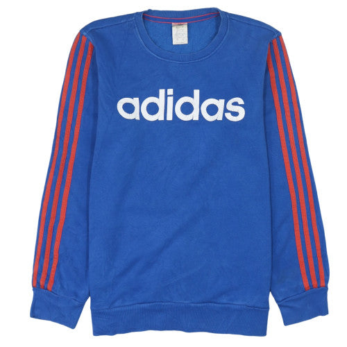 Adidas Men's Blue Pullover Sweatshirt S Crew Neck Logo Sports