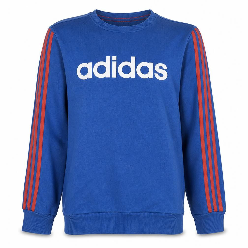 Front view of Adidas Men's Blue Pullover Sweatshirt S Crew Neck Logo Sports