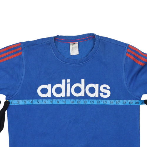 Adidas Men's Blue Pullover Sweatshirt S Crew Neck Logo Sports