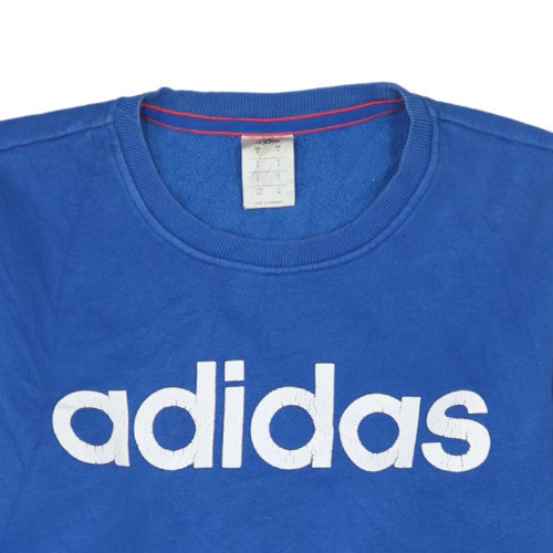 Adidas Men's Blue Pullover Sweatshirt S Crew Neck Logo Sports