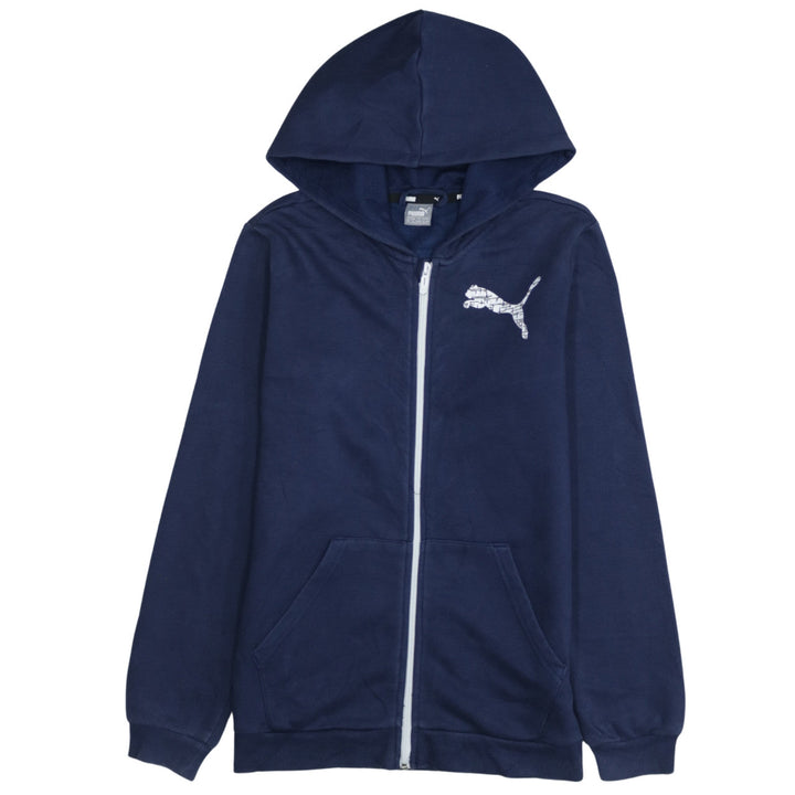 Puma Boys Navy Blue Full Zip Hoodie Size 14-15 Years Cotton Blend