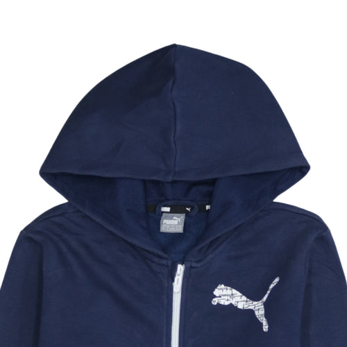 Puma Boys Navy Blue Full Zip Hoodie Size 14-15 Years Cotton Blend